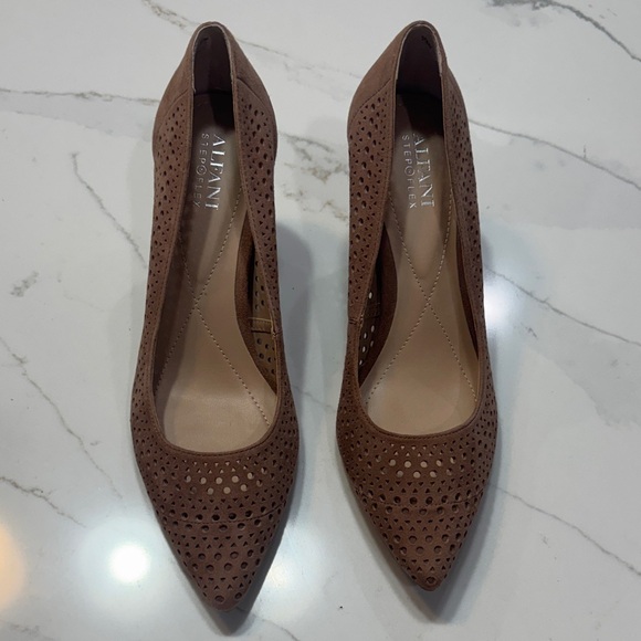 Alfani Shoes - Alfani Brown Perforated Pointed-Toe Pumps